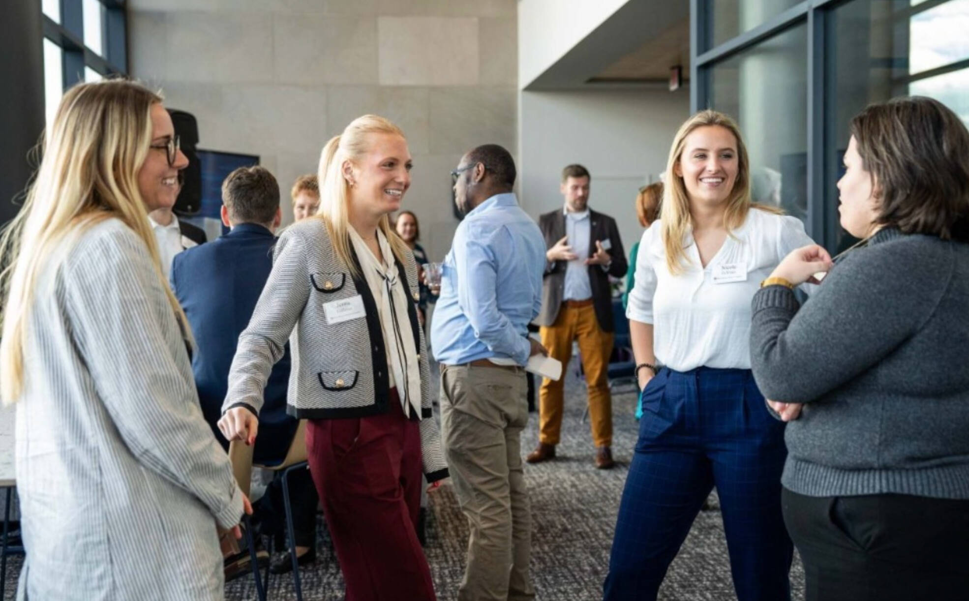 Students and employers chatting.